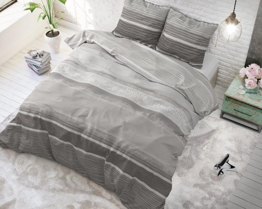 RoyalTextile - Morning Grey Dekbedovertrek 100% Katoen - Grijs - 240 x 220